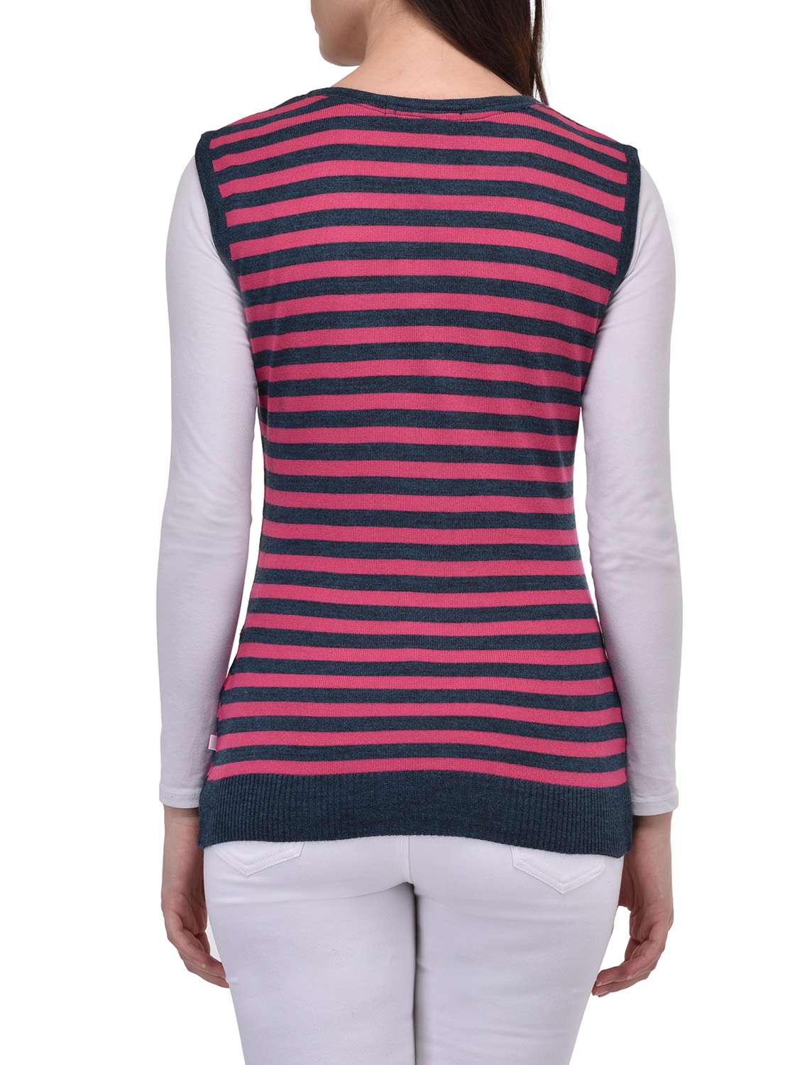 striped sleeveless acrylic pullover - 12983247 - Standard Image - 2