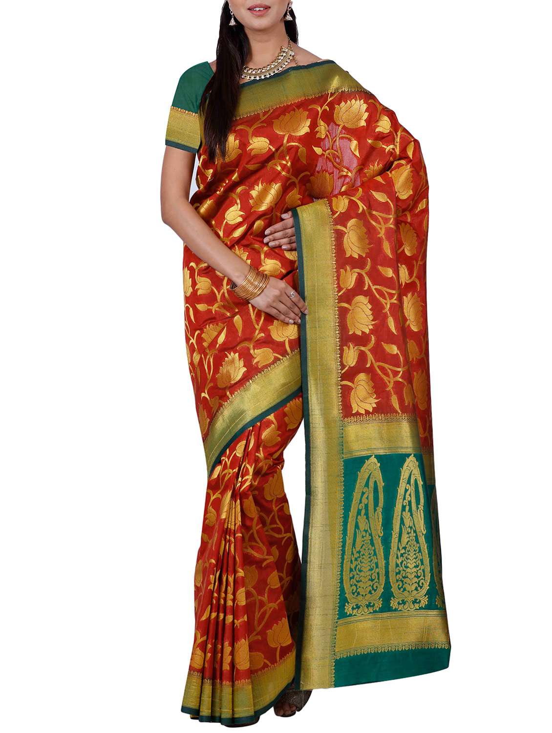 red mysore silk saree
