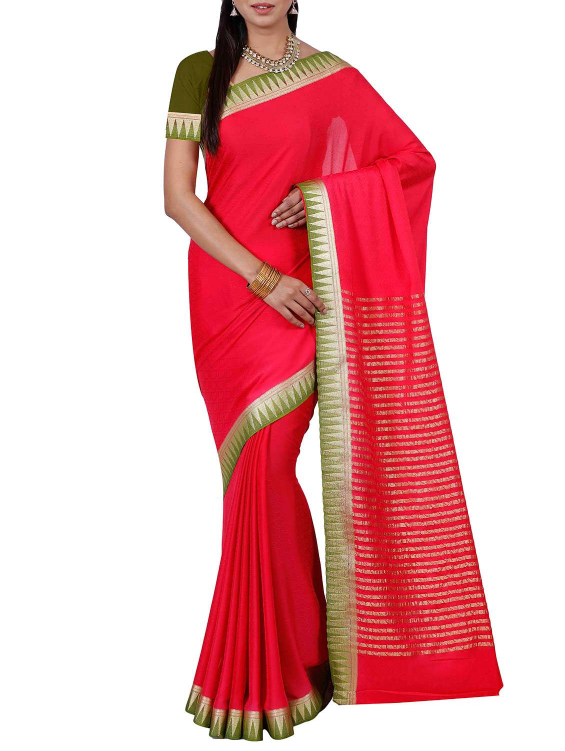 pink mysore silk saree