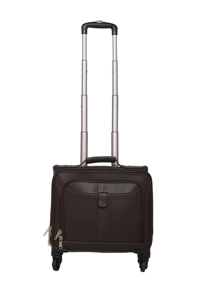 brown leather trolleybag