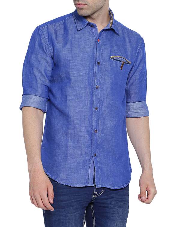 blue cotton casual shirt
