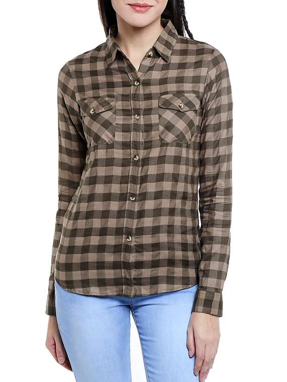 beige rayon regular shirt