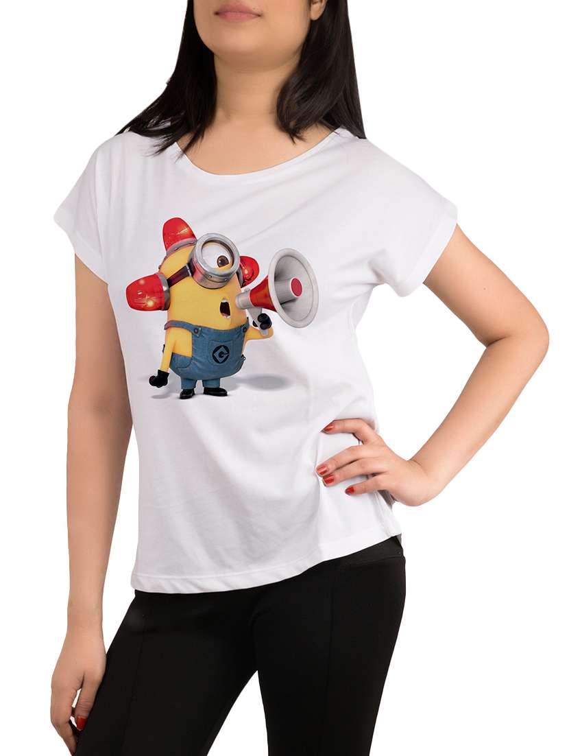 white printed polyester regular tee