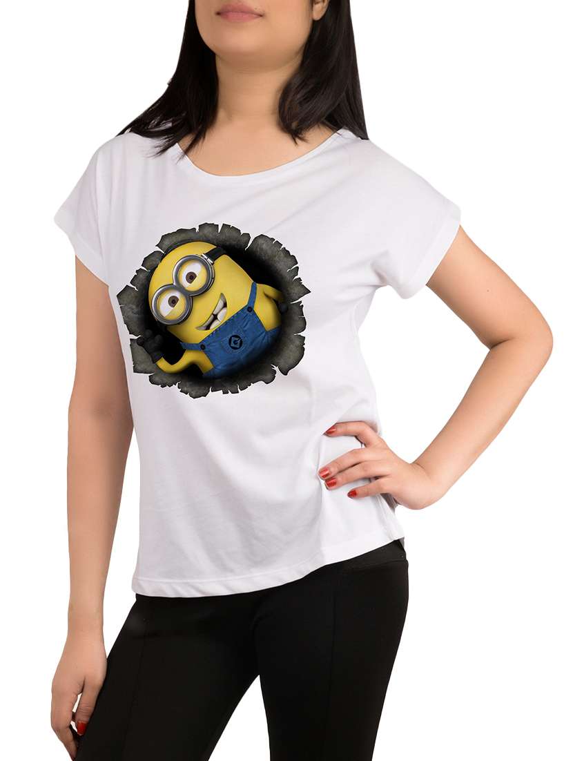 white printed polyester regular tee