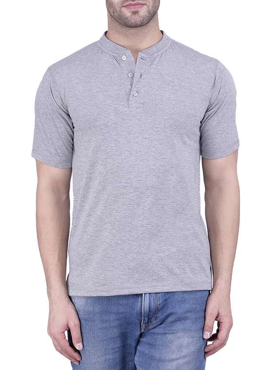 grey solid collared t-shirt