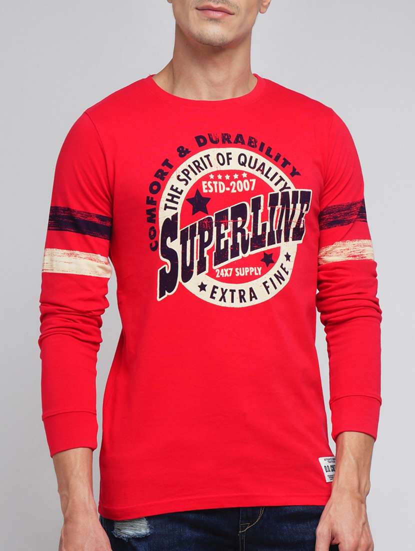 red cotton printed t-shirt