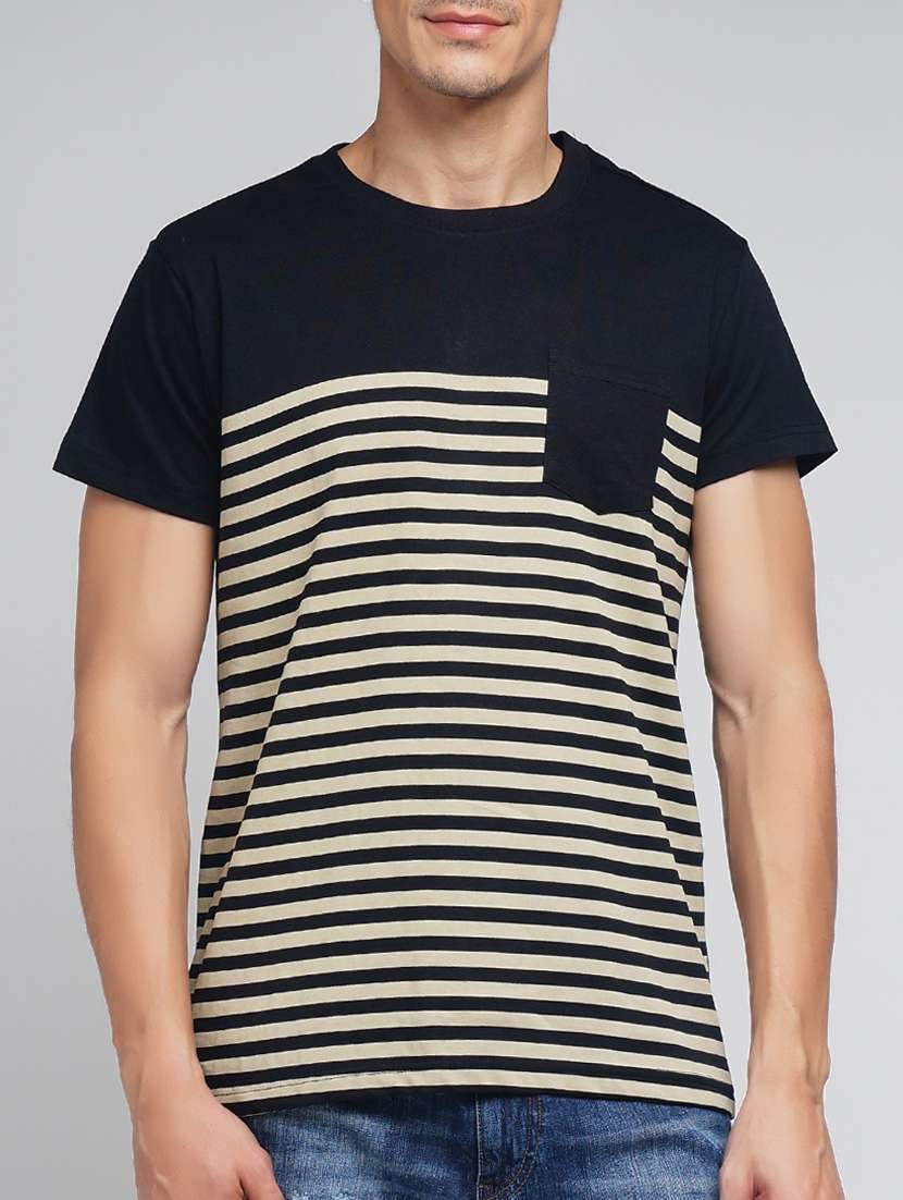 black cotton striped t-shirt
