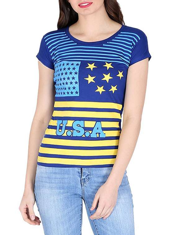 blue cotton regular tee