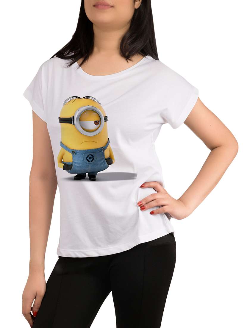 white printed polyester regular tee