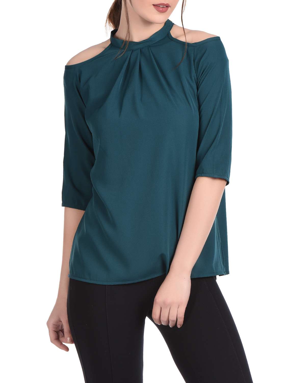 women's straight mock neck top