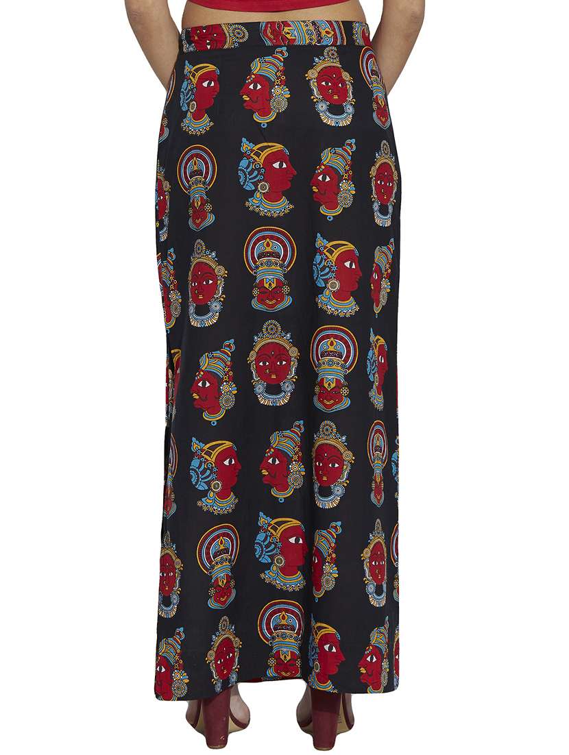 Black Printed Cotton Skirt - 12994198 -  Standard Image - 2