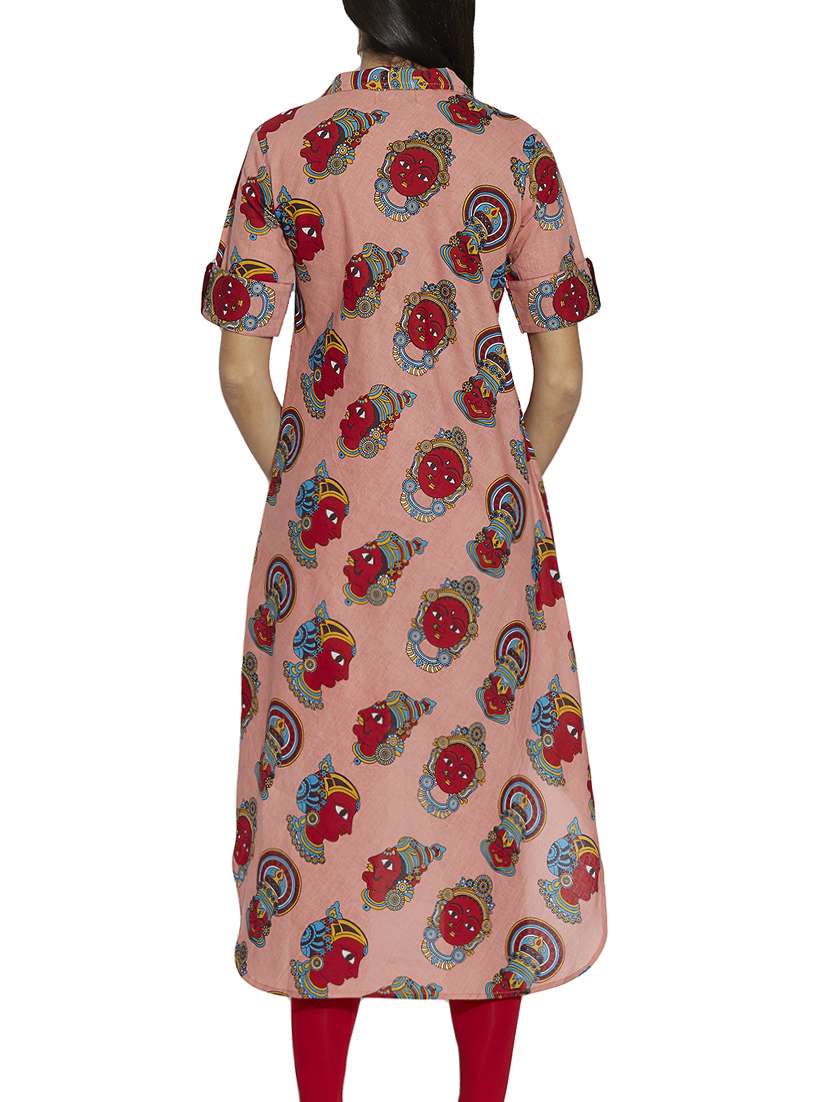 pink cotton straight kurta - 12994297 -  Standard Image - 2