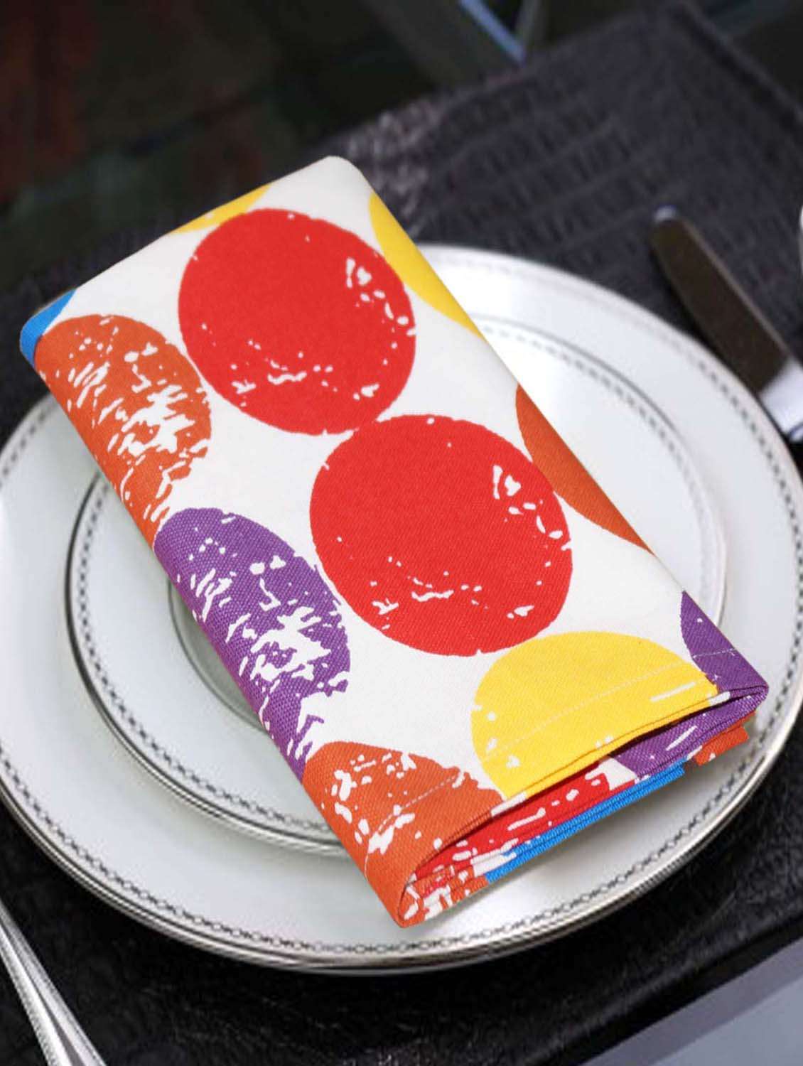 lushomes titac printed cotton 6 table napkins set (dinner napkins)