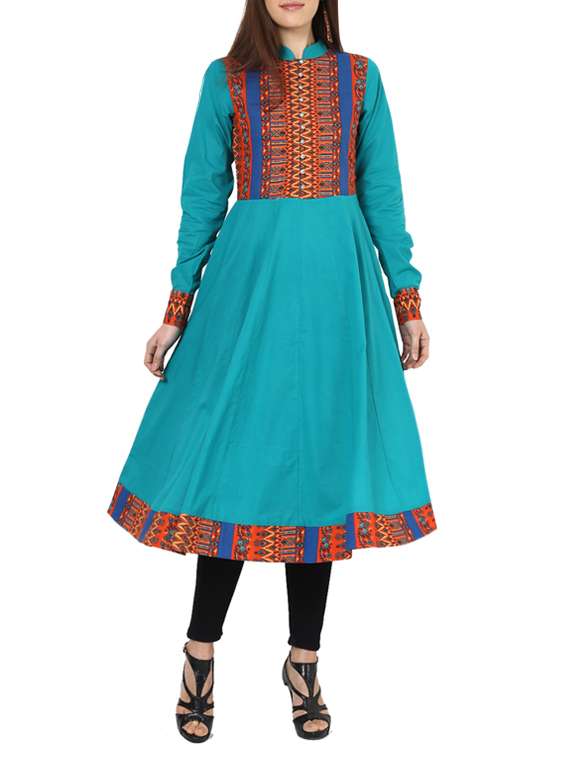 blue cotton anarkali kurta