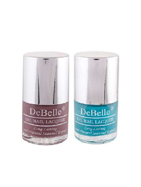 debelle nail polish combo kit of 2 (mauve & turquoise blue)