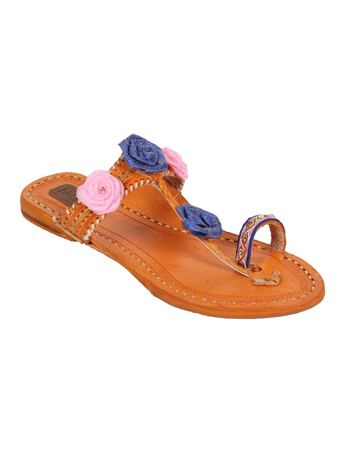 pink one toe kolhapuri