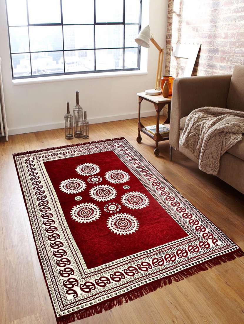 home sazz maroon chenille carpet traditional