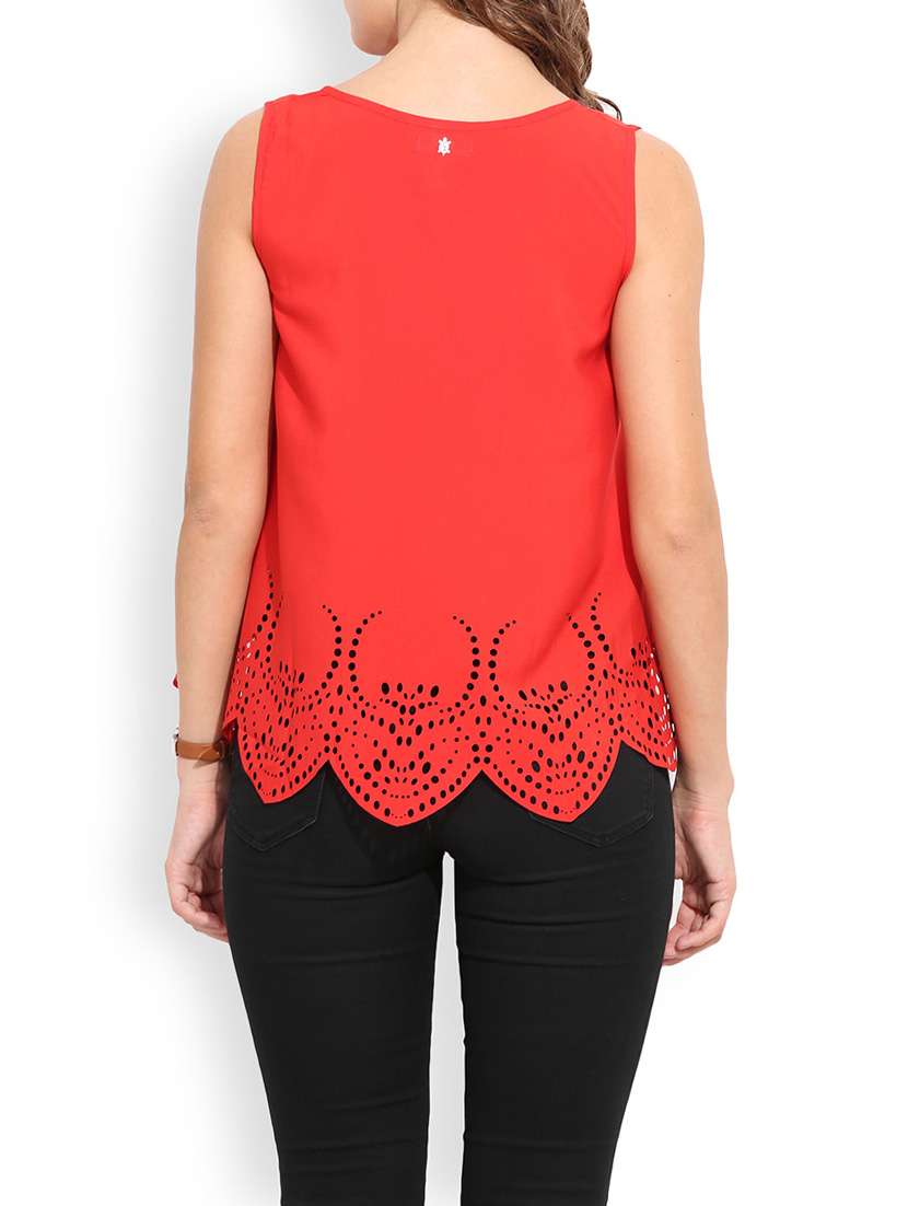 women's straight round neck top - 13003935 - Standard Image - 2