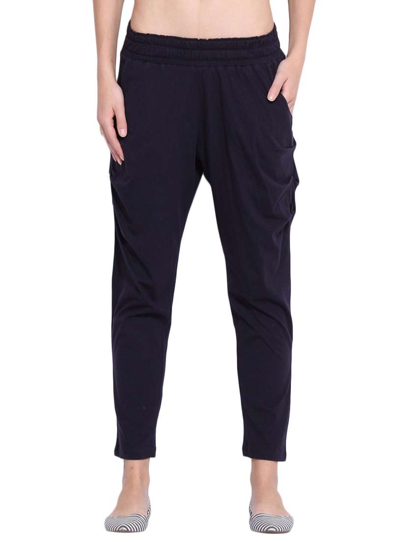 women solid flat front cigarette pants