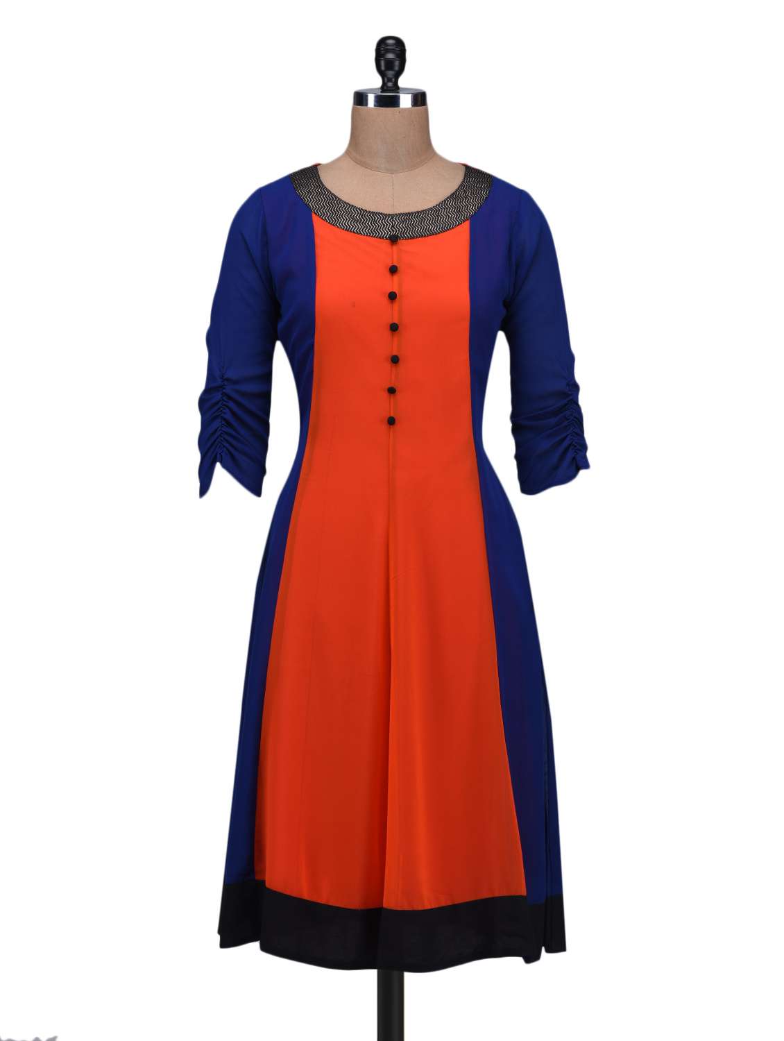blue & orange georgette a-line kurta