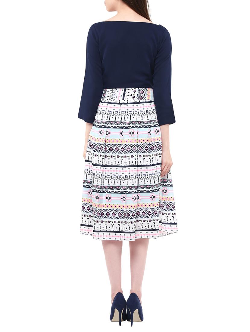 navy blue printed dress - 13009773 - Standard Image - 2