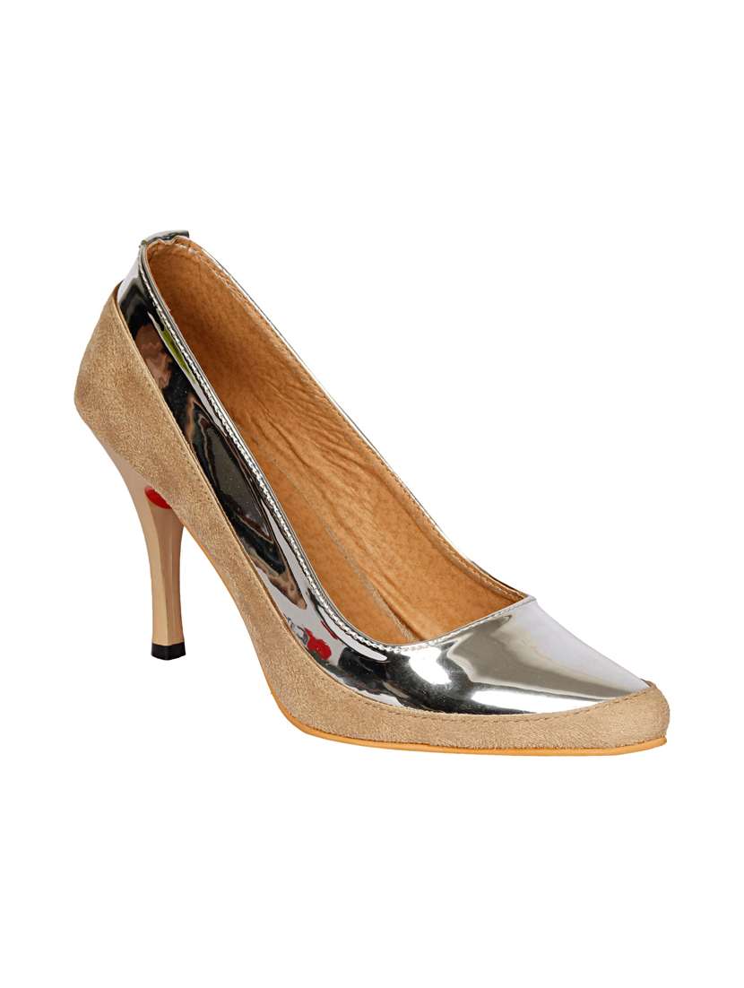 beige leatherette slip on pumps