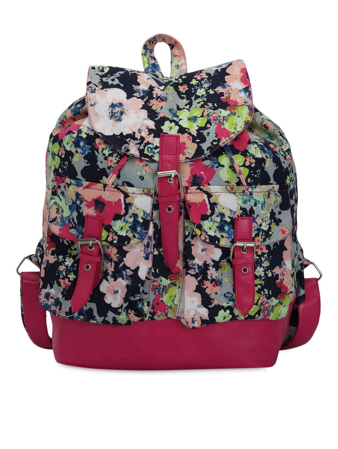 multi colored floral printed canvas backpack