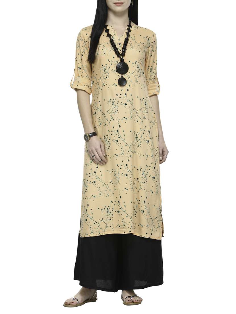 beige rayon straight kurta