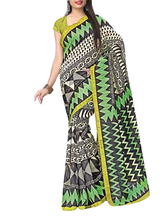 chevron pallu printed saree with blouse