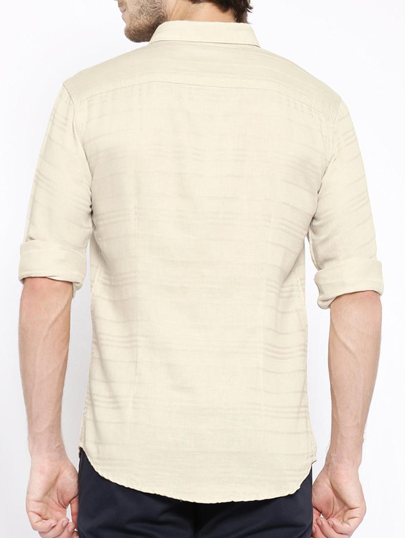 beige cotton striped casual shirt - 13027093 - Standard Image - 2