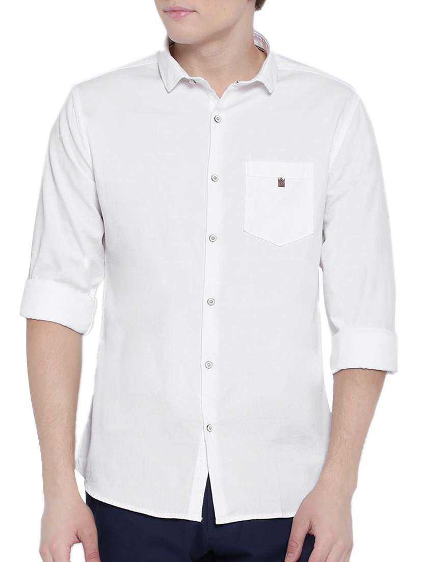 white cotton casual shirt