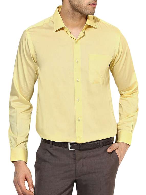 yellow cotton formal shirt