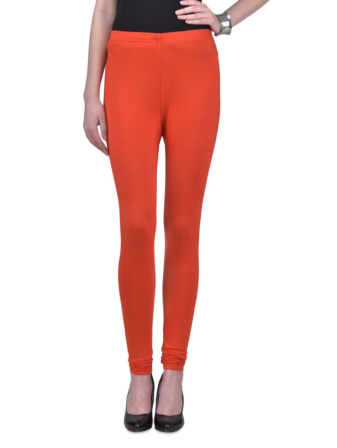 orange viscose lycra leggings