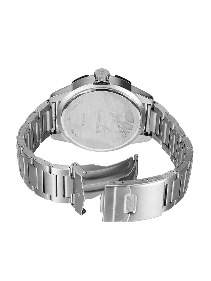 fastrack analog black dial men's watch 3157km01