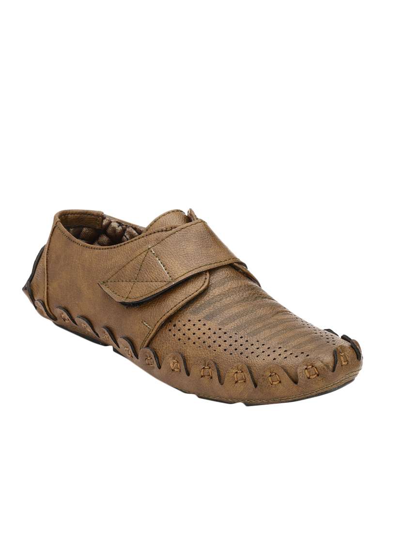 brown leatherette slip on loafer