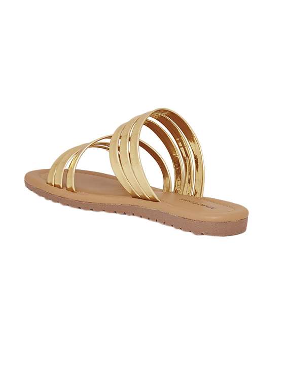 gold pvc slip on sandals - 13033714 -  Standard Image - 2