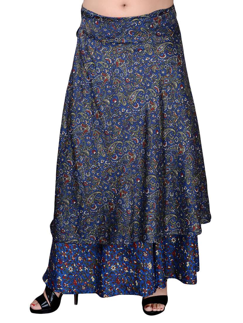 blue crepe skirt