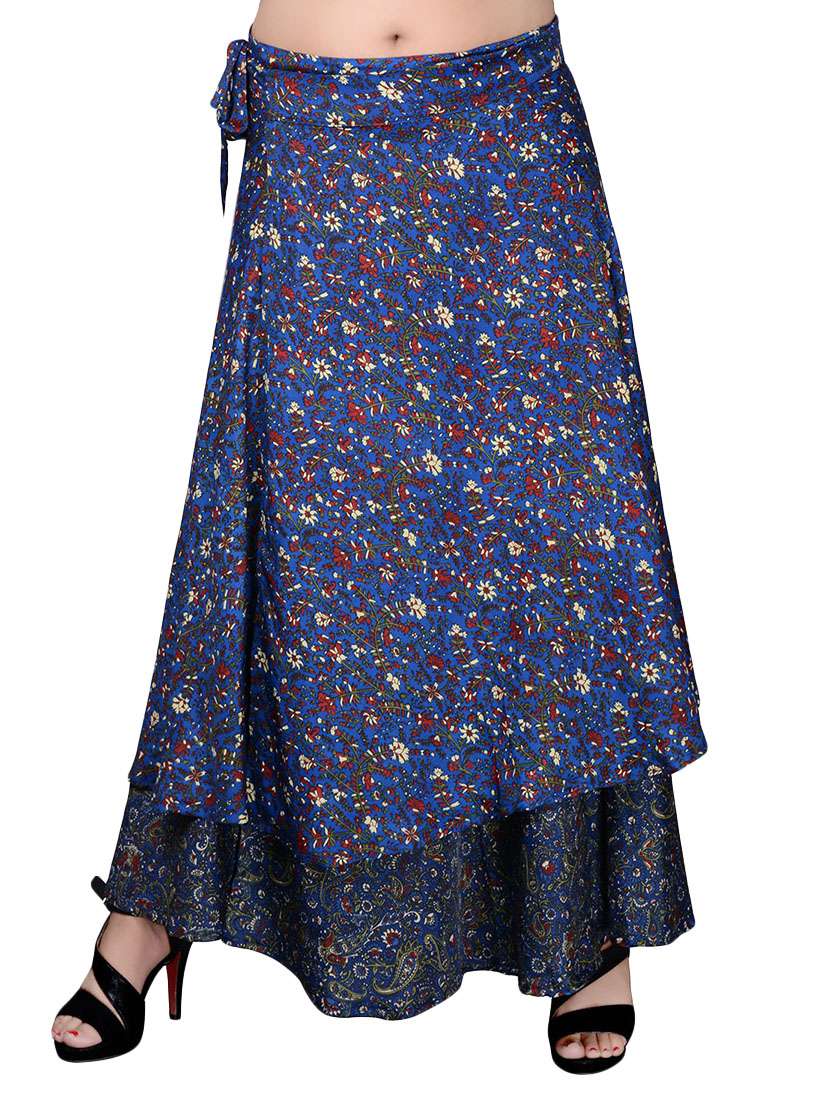 blue crepe skirt