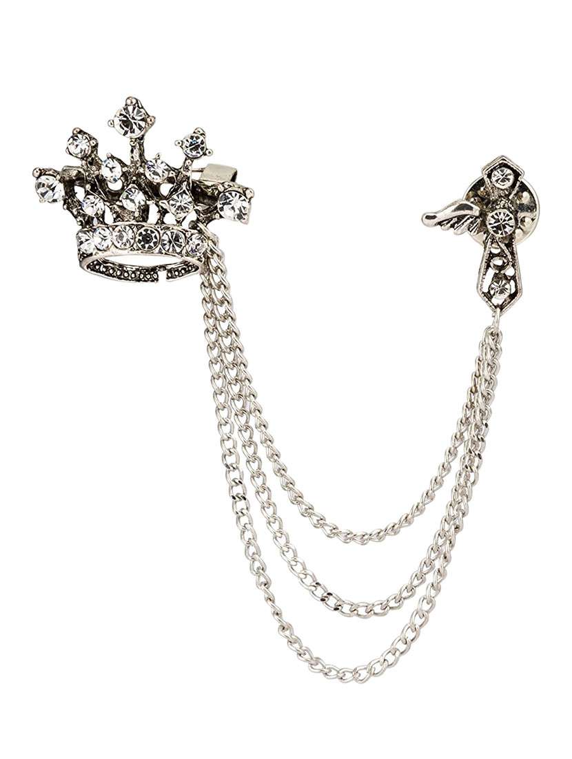 silver metal brooch