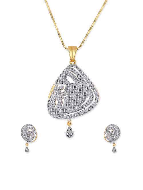 gold brass pendants and earring - 13049664 - Standard Image - 0