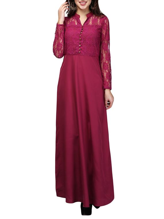 laced panel maxi dress - 13056268 -  Zoom Image - 0