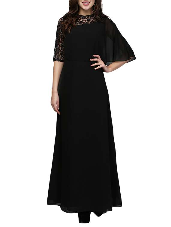 laced panel maxi dress