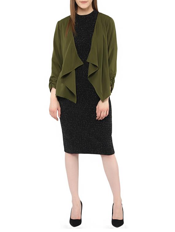 olive green crepe asymmetric shrug - 13064556 - Zoom Image - 0
