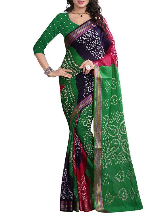 multi colored cotton bandhani saree with blouse