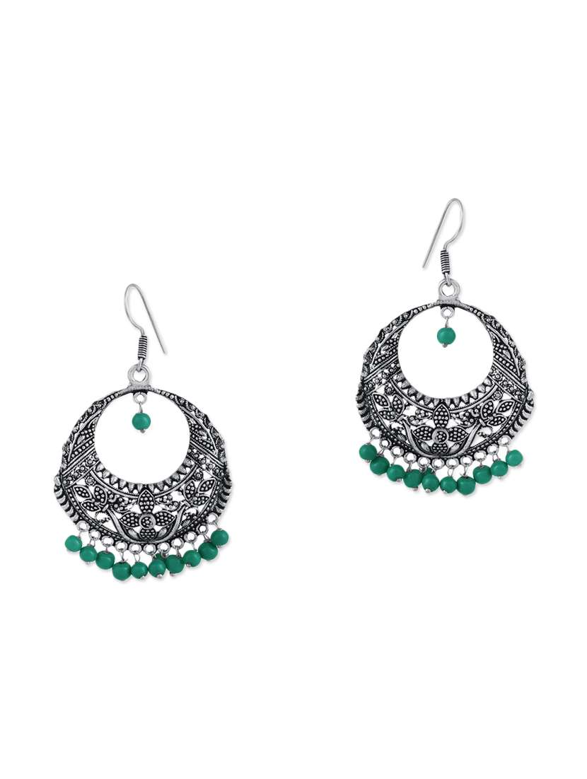 silver metal drop earrings