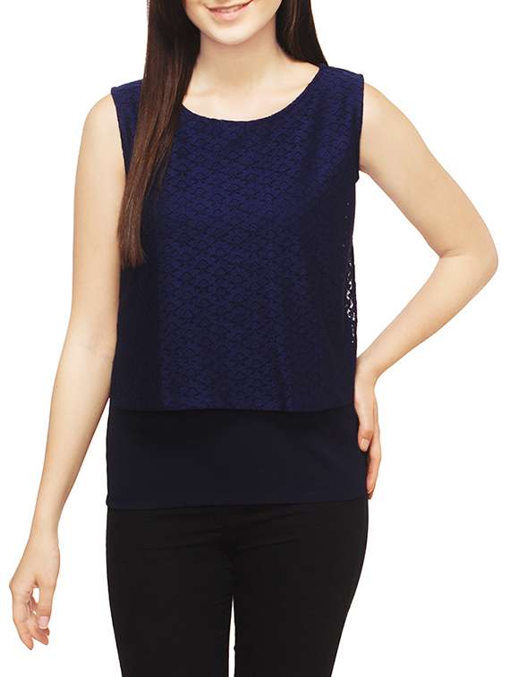 women's layered round neck top - 13069991 - Zoom Image - 0