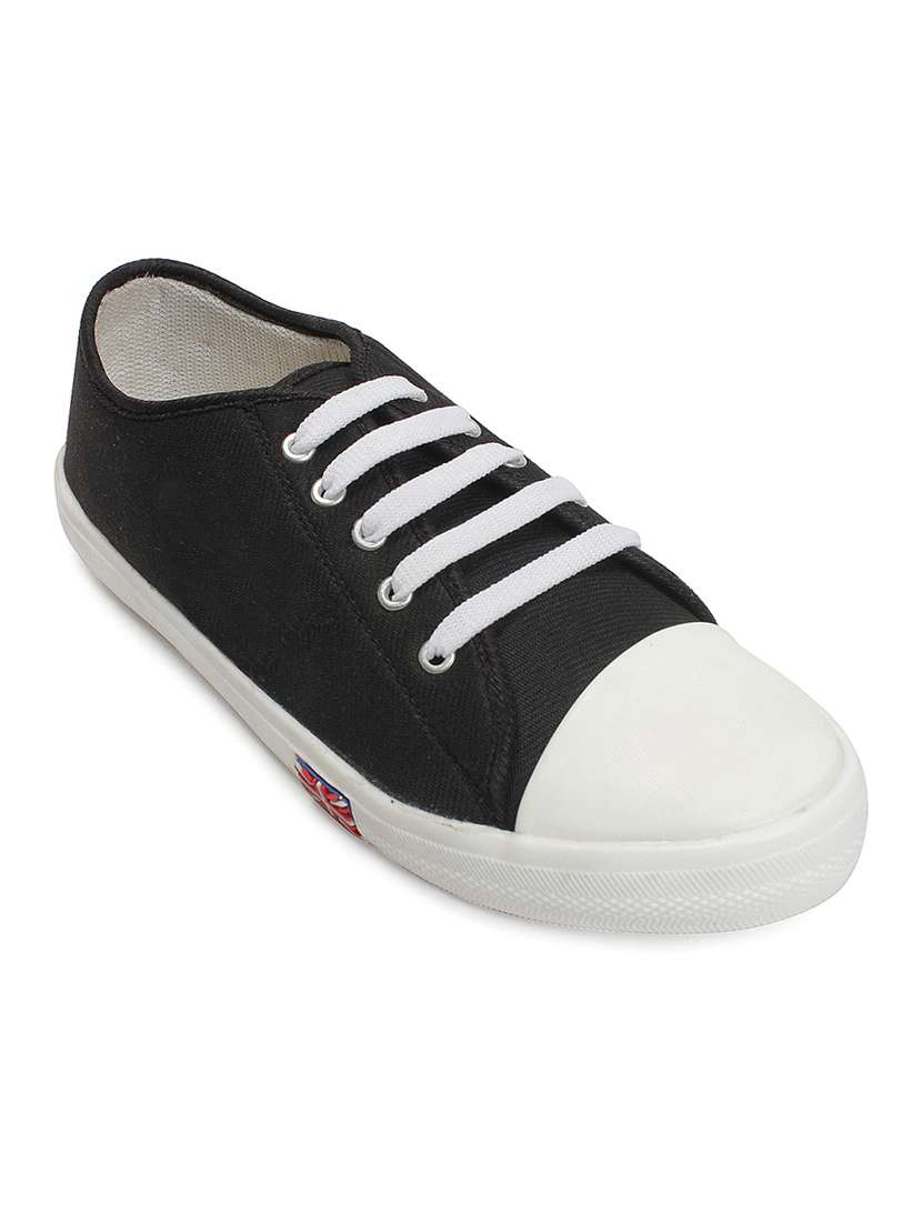 black canvas laceup sneakers