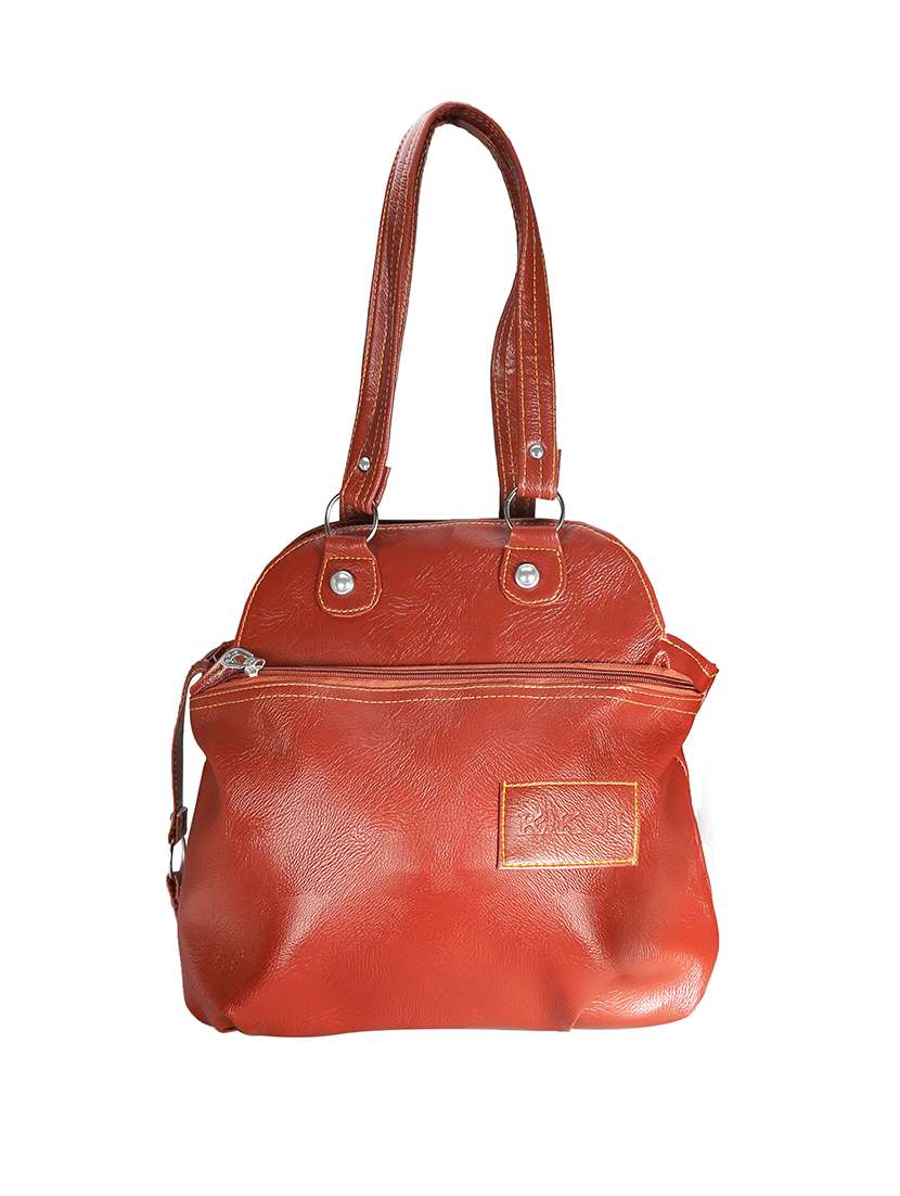 brown leather regular handbag