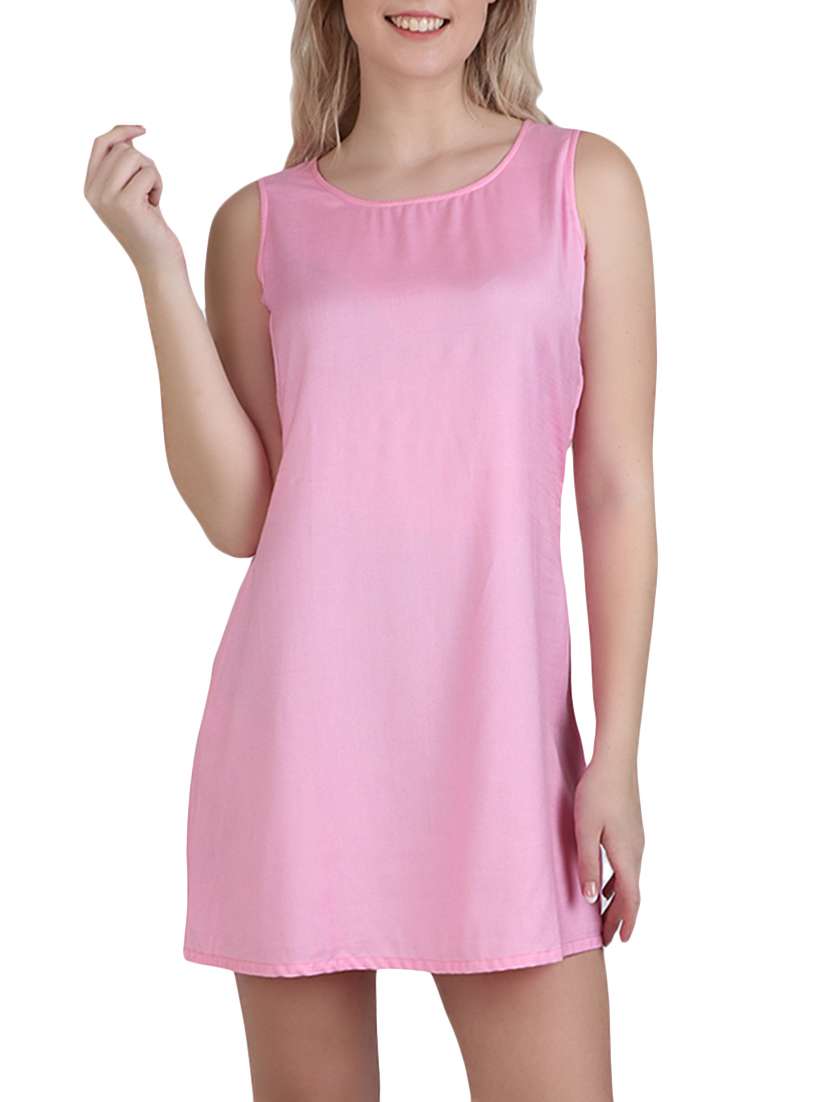 pink rayon mini dress