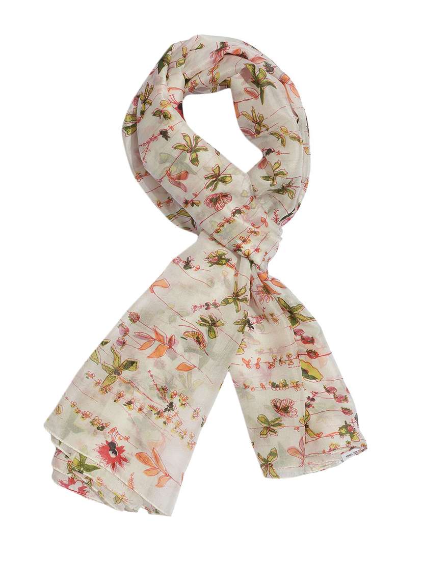 cream printed dupatta